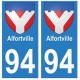 94 Alfortville blason autocollant sticker plaque immatriculation ville