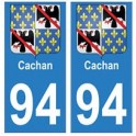94 Cachanblason autocollant sticker plaque immatriculation ville