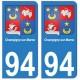 94 Champigny-sur-Marne blason autocollant sticker plaque immatriculation ville