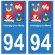 94 Champigny-sur-Marne blason autocollant sticker plaque immatriculation ville