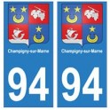 94 Champigny-sur-Marne blason autocollant sticker plaque immatriculation ville