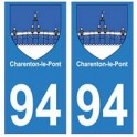 94 Charenton-le-Pont  blason autocollant sticker plaque immatriculation ville