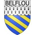 Pegatinas escudo de armas de Belcaire adhesivo de la etiqueta engomada