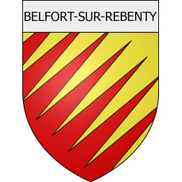 Pegatinas escudo de armas de Belcaire adhesivo de la etiqueta engomada