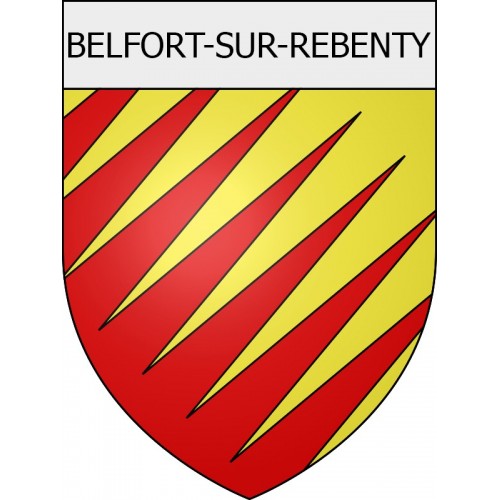 Pegatinas escudo de armas de Belcaire adhesivo de la etiqueta engomada