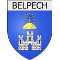 Pegatinas escudo de armas de Belcaire adhesivo de la etiqueta engomada