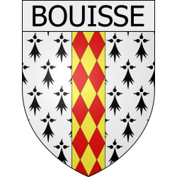 Pegatinas escudo de armas de Belcaire adhesivo de la etiqueta engomada