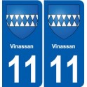 11 Vinassan blason ville autocollant plaque stickers