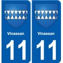 11 Vinassan blason ville autocollant plaque stickers