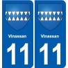 11 Vinassan blason ville autocollant plaque stickers