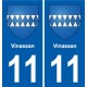 11 Vinassan blason ville autocollant plaque stickers