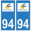 94 Créteil logo autocollant sticker plaque immatriculation ville