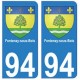 94 Fontenay-sous-Bois blason autocollant sticker plaque immatriculation ville