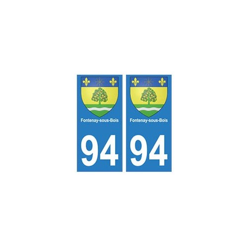 94 Fontenay-sous-Bois blason autocollant sticker plaque immatriculation ville