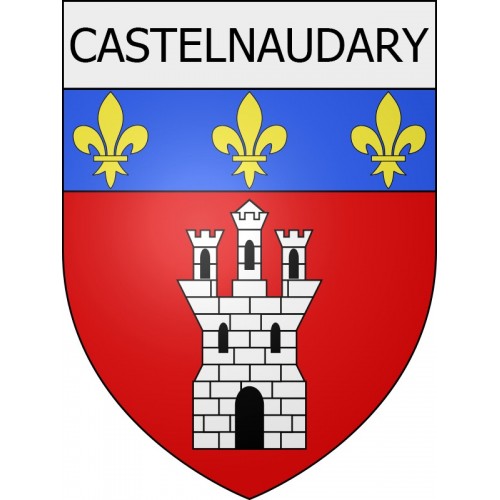 Pegatinas escudo de armas de Belcaire adhesivo de la etiqueta engomada