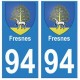 94 Fresnes blason autocollant sticker plaque immatriculation ville
