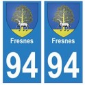 94 Fresnes blason autocollant sticker plaque immatriculation ville