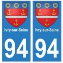 94 Ivry-sur-Seine blason autocollant sticker plaque immatriculation ville