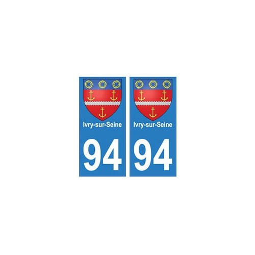 94 Ivry-sur-Seine blason autocollant sticker plaque immatriculation ville