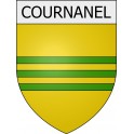 Pegatinas escudo de armas de Belcaire adhesivo de la etiqueta engomada