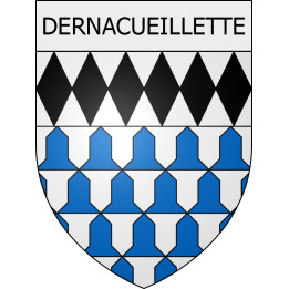 Pegatinas escudo de armas de Belcaire adhesivo de la etiqueta engomada