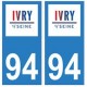 94 Ivry-sur-Seine logo autocollant sticker plaque immatriculation ville