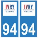 94 Ivry-sur-Seine logo autocollant sticker plaque immatriculation ville