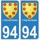 94 L'Haÿ-les-Roses blason autocollant sticker plaque immatriculation ville
