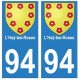 94 L'Haÿ-les-Roses blason autocollant sticker plaque immatriculation ville