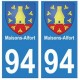 94 Maisons-Alfort escudo de armas de la etiqueta engomada de la etiqueta engomada de la placa de matriculación de la ciudad