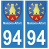 94 Maisons-Alfort blason autocollant sticker plaque immatriculation ville