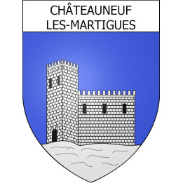 Pegatinas escudo de armas de Châteauneuf-les-Martigues adhesivo de la etiqueta engomada