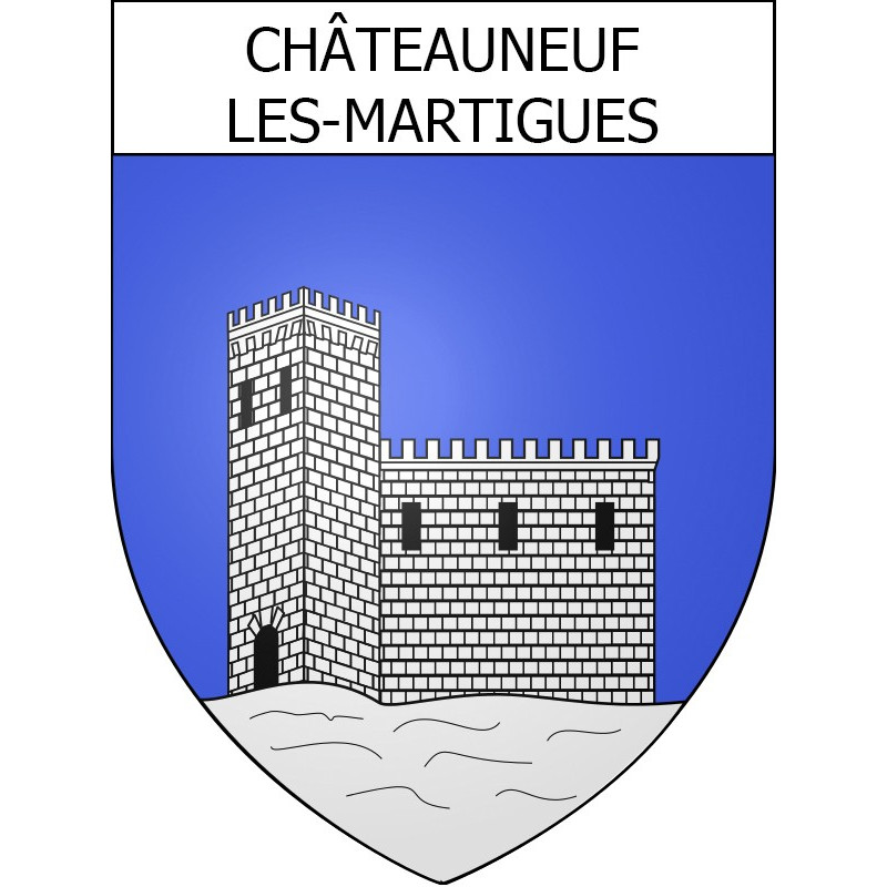 Pegatinas escudo de armas de Châteauneuf-les-Martigues adhesivo de la etiqueta engomada