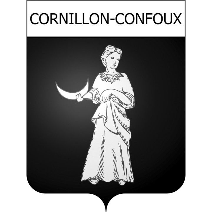 Pegatinas escudo de armas de Cornillon-Confoux adhesivo de la etiqueta engomada