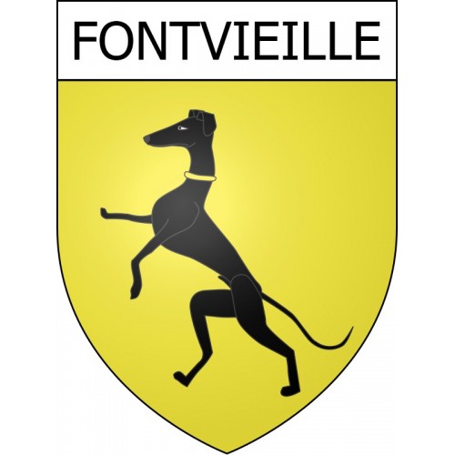 Pegatinas escudo de armas de Fontvieille adhesivo de la etiqueta engomada