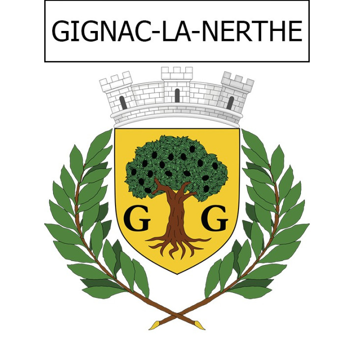 Pegatinas escudo de armas de Gignac-la-Nerthe adhesivo de la etiqueta engomada