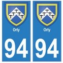 94 Orly blason autocollant sticker plaque immatriculation ville