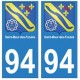 94 Saint-Maur-des-Fossés blason autocollant sticker plaque immatriculation ville