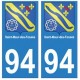 94 Saint-Maur-des-Fossés blason autocollant sticker plaque immatriculation ville
