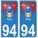 94 Sucy blason autocollant sticker plaque immatriculation ville