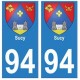 94 Sucy blason autocollant sticker plaque immatriculation ville