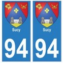 94 Sucy blason autocollant sticker plaque immatriculation ville