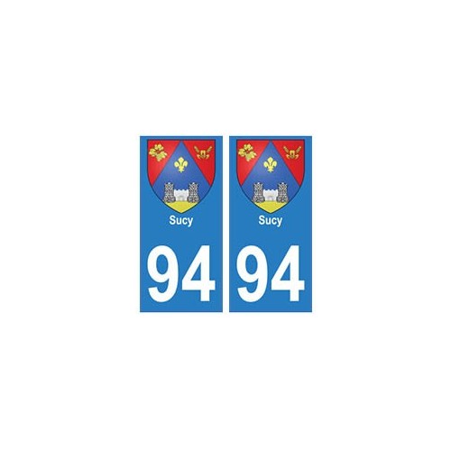 94 Sucy blason autocollant sticker plaque immatriculation ville