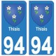 94 Thiais oblason autocollant sticker plaque immatriculation ville