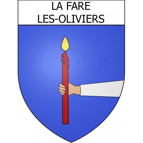 Pegatinas escudo de armas de La Fare-les-Oliviers adhesivo de la etiqueta engomada