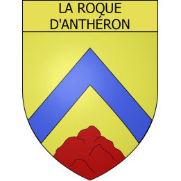 Pegatinas escudo de armas de La Roque-d'Anthéron adhesivo de la etiqueta engomada