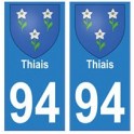 94 Thiais oblason autocollant sticker plaque immatriculation ville