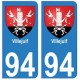 94 Villejuif blason autocollant sticker plaque immatriculation ville