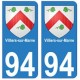 94 Villiers-sur-Marne blason autocollant sticker plaque immatriculation ville