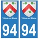 94 Villiers-sur-Marne blason autocollant sticker plaque immatriculation ville